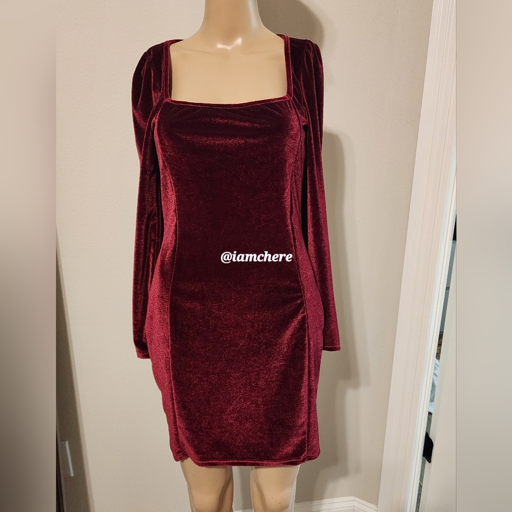 New Burgundy Velvet Dress